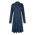 thumbnail image 7 of Women's Casual Fashion High Neck Long Sleeve Solid Color Midi Dress, Fall and Winter Comfortable Dress for Casual Outings, Soft and Breathable Fabric,Navy,3XL, 7 of 7