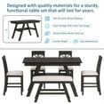 thumbnail image 2 of Complete 6-Piece Wood Counter Height Dining Table Set with Storage Shelf for Small Spaces, Rustic Kitchen Table Set of 6 with Upholstered Bench and Four Chairs in Espresso Finish, 2 of 9
