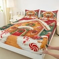 thumbnail image 3 of Manfei Cartoon Gingerbread Man Twin Sheet Sets,Xmas Gingerbread House Twin Fitted Sheet,Merry Christmas Candy Cane Flat Sheet For Girl Kids,Breathable Home Decor,3 Pieces, 3 of 7