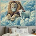 thumbnail image 2 of BCIIG Tapestry Wall Hanging Lamb with A Lion On The Clouds Tapestry for Bedroom Personalized Tapestry Custom Backdrop Banner Aesthetic Wall Tapestries Wall Art for Living Room Bedroom Dorm  40x30inch, 2 of 6