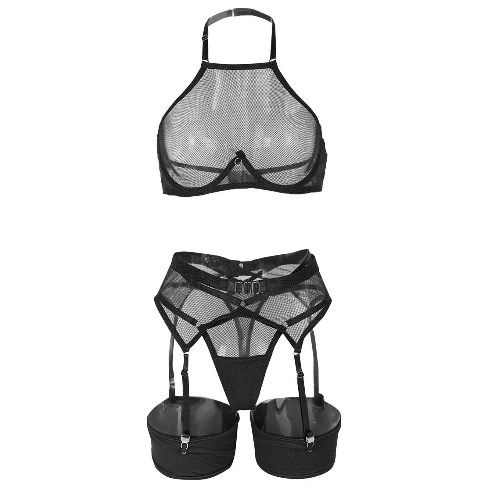 CFXNMZGR Intimates For Women Jumpsuits Leather Underwear Super Zipper  Lingerie Hollow Nightdress L 
