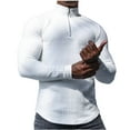 thumbnail image 3 of Momasggi Men's Waffle Sweatshirt Quarter Zip Sweatshirts Lightweight Long Sleeve Solid Color Stand Collar Pullover Tops Outdoor Hiking Sport Golf Sweatshirts White 3XL, 3 of 6