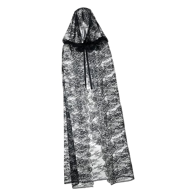 Capa de bruja de encaje para cosplay de Halloween, ideal para fiestas y eventos de disfraces. Reutilizable y elegante. 130 centímetros