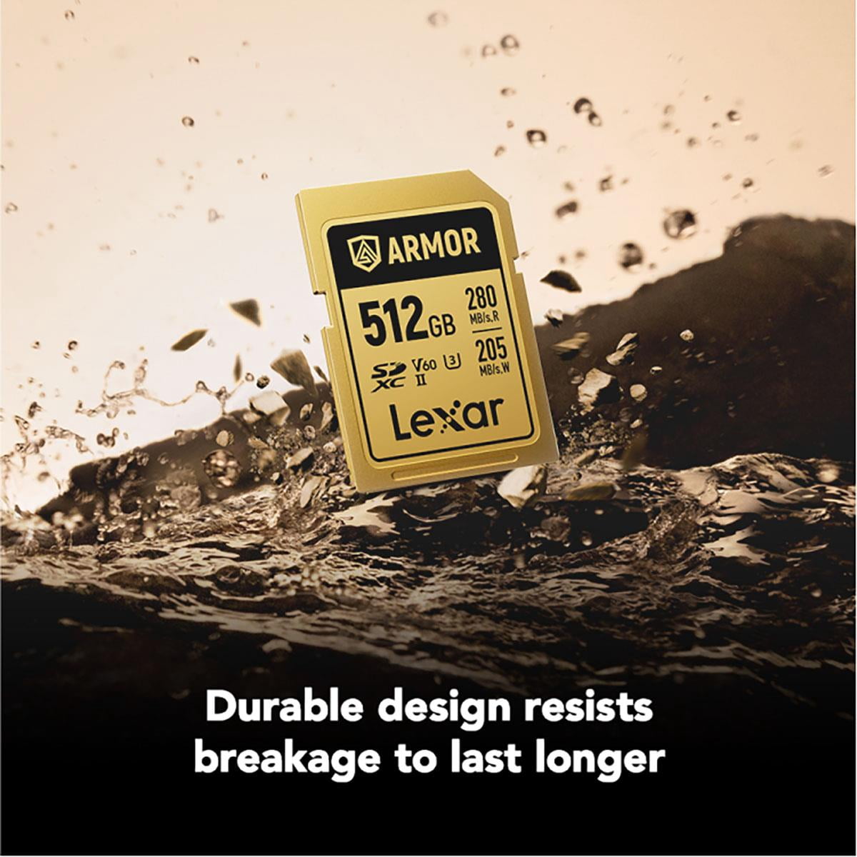 Lexar Professional ARMOR GOLD 512GB UHS-II V60 SDXC Memory Card