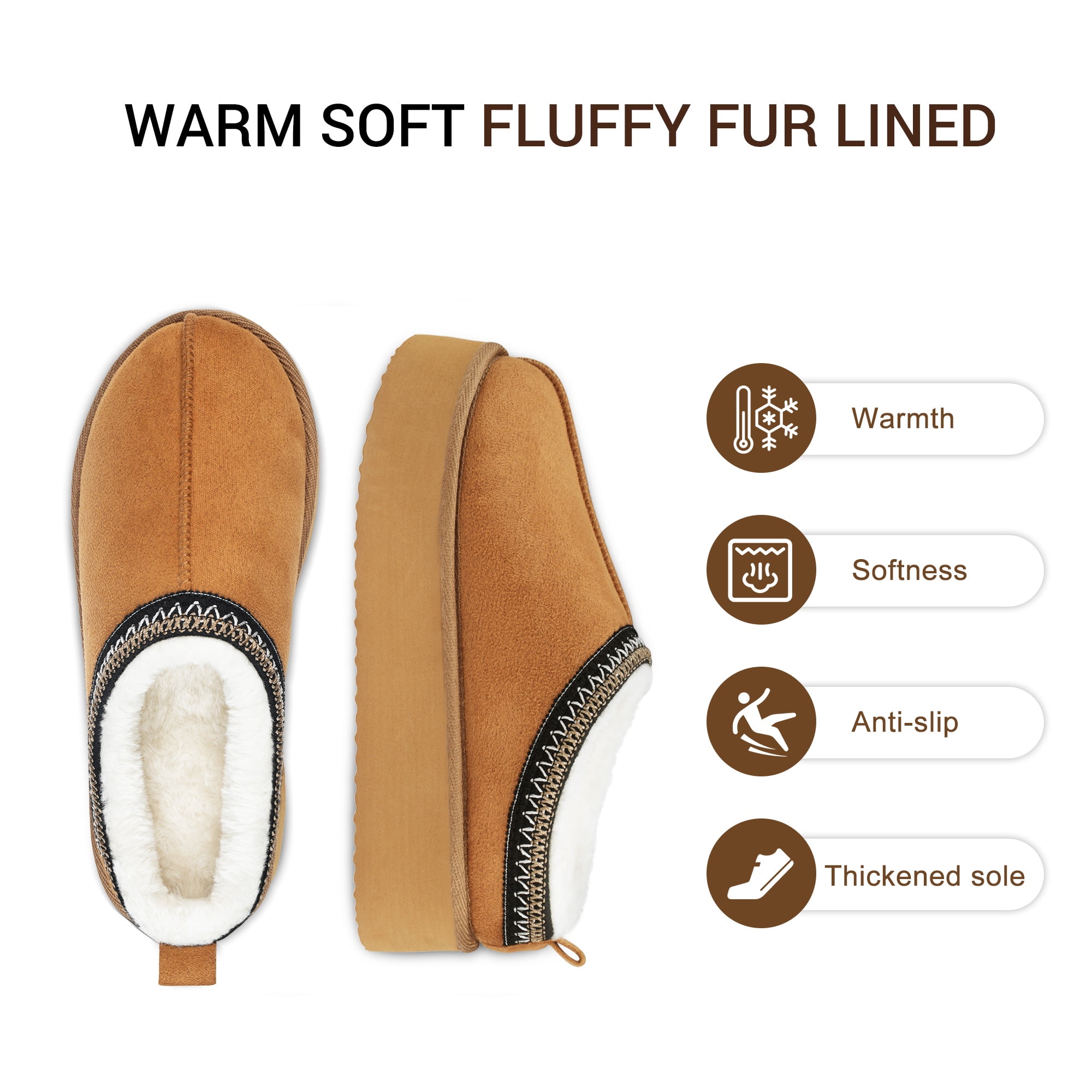 Vonmay Women's Cozy Platform Slippers, Warm Faux Fleece-Lined Indoor Outdoor Slippers with Anti-Slip Sole, Stylish and Comfortable Winter House Shoes