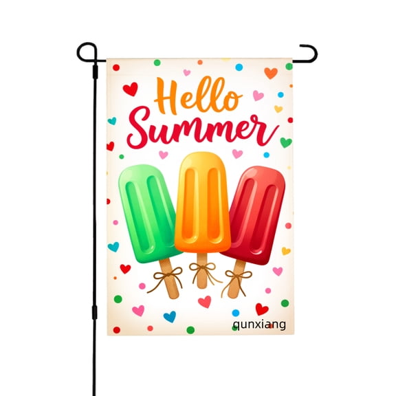 Amhnf Hello Summer Popsicle Garden Flag For Home Outdoor Garden Yard Decor 12x18 inch