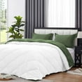 thumbnail image 4 of D.N.G. BEDDINGS 5 Piece Luxury Reversible Diamond Pattern Comforter Set Premium Super Soft, All Season 800 TC, 100% Egyptian Cotton Super King Size Moss/White Solid Color, 4 of 7