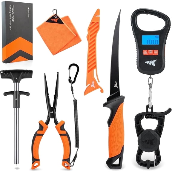 KastKing 7Pc Fishing Tool Kit, Digital Fish Scale, 7” Fillet Knife & 8” Split Ring Pliers
