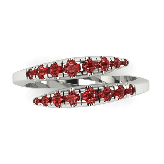 0.235 ctw Wedding Band for Women - 18K White Gold Natural Garnet Stackable Eternity Ring