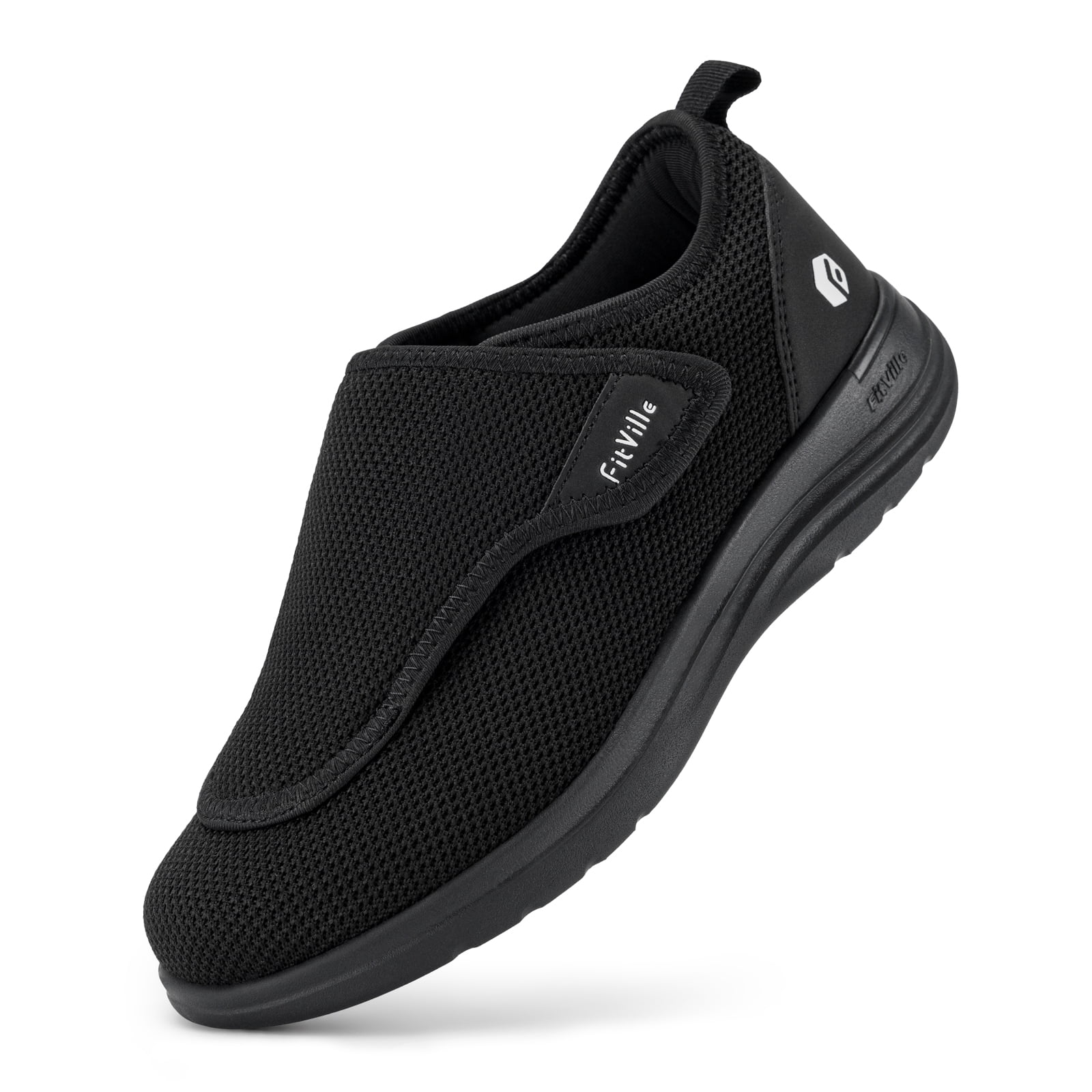 FitVille Extra Wide Womens Walking Shoes Diabetic Shoes for Women, Black, 8.5 x-Wide