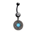 thumbnail image 1 of Belly Button Ring 14ga Sun Dangle with Opalite Stone PVD Coated, 1 of 3