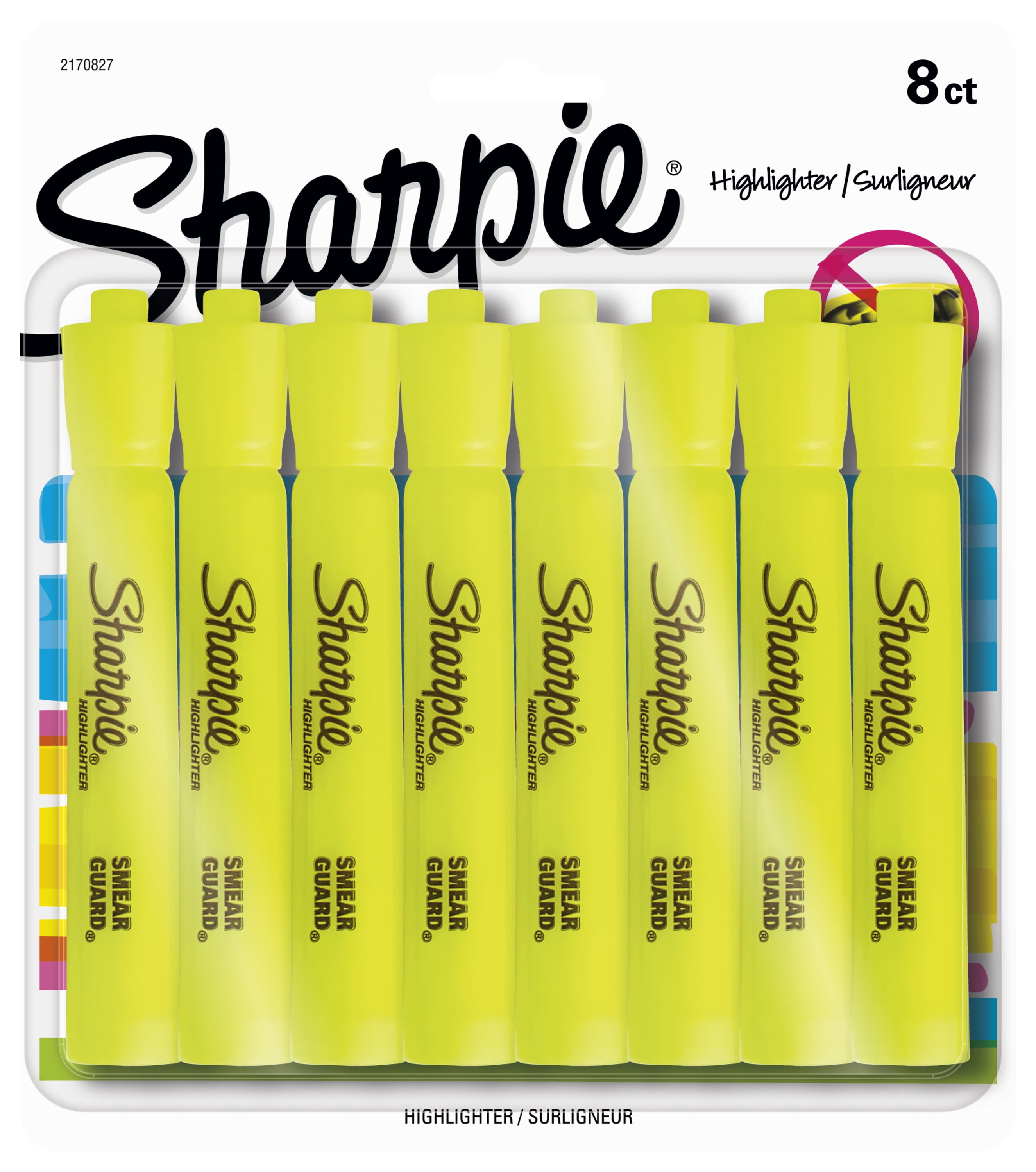 Sharpie Tank Style Highlighters, Chisel Tip, Fluorescent Yellow, 8