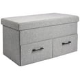 thumbnail image 1 of 31 Inches Folding Storage Ottoman with 2 Drawer, Storage Ottoman Bench Chest Foot Rest Stool, Grey, 1 of 8