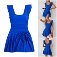 thumbnail image 2 of Women 1 Piece Skirted Bathing Suit With Briefs Scooped Neck Belly Control Swimwears Swimdress Skirted Swimsuit Royal Blue XXL, 2 of 4