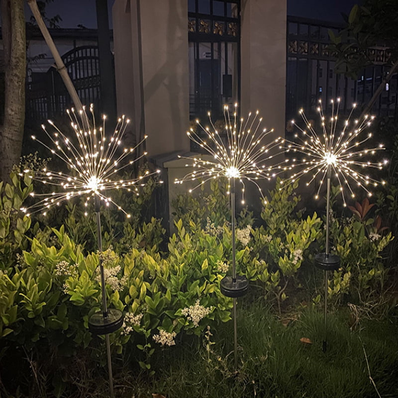 2PCS Fireworks 150LED Fairy String Lights Starburst Solar Xmas Garden Night Lamp 