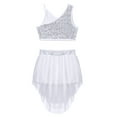 thumbnail image 5 of inhzoy Kids Girls 2PCs Ballet Dance Outfits Sequins Camisole Crop Top with Mesh Skirted Leotard A White 10, 5 of 9