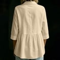 thumbnail image 3 of Edvintorg Summer Tops for Women Cotton And Linen Turndown Collar 3/4 Sleeve Casual Loose Shirts with Button Women's Blouses Beige S, 3 of 6