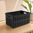 thumbnail image 3 of VENTORA Foldable Hollow‑Ventilated Plastic Storage Crate, Stackable Portable Organizer Bin With Built‑In Side Handles, Collapsible Flat‑Design Storage Basket for Stationery Cosmetics Toys, 3 of 7