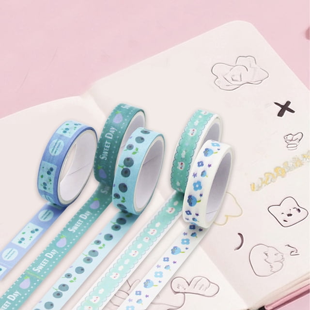 5 rollos de cinta adhesiva washi multicolor de 1 cm x 2 m. Cinta decorativa de colores para scrapbooking, diarios, planificadores y manualidades. Cinta adhesiva fácil de rasgar para scrapbooking y