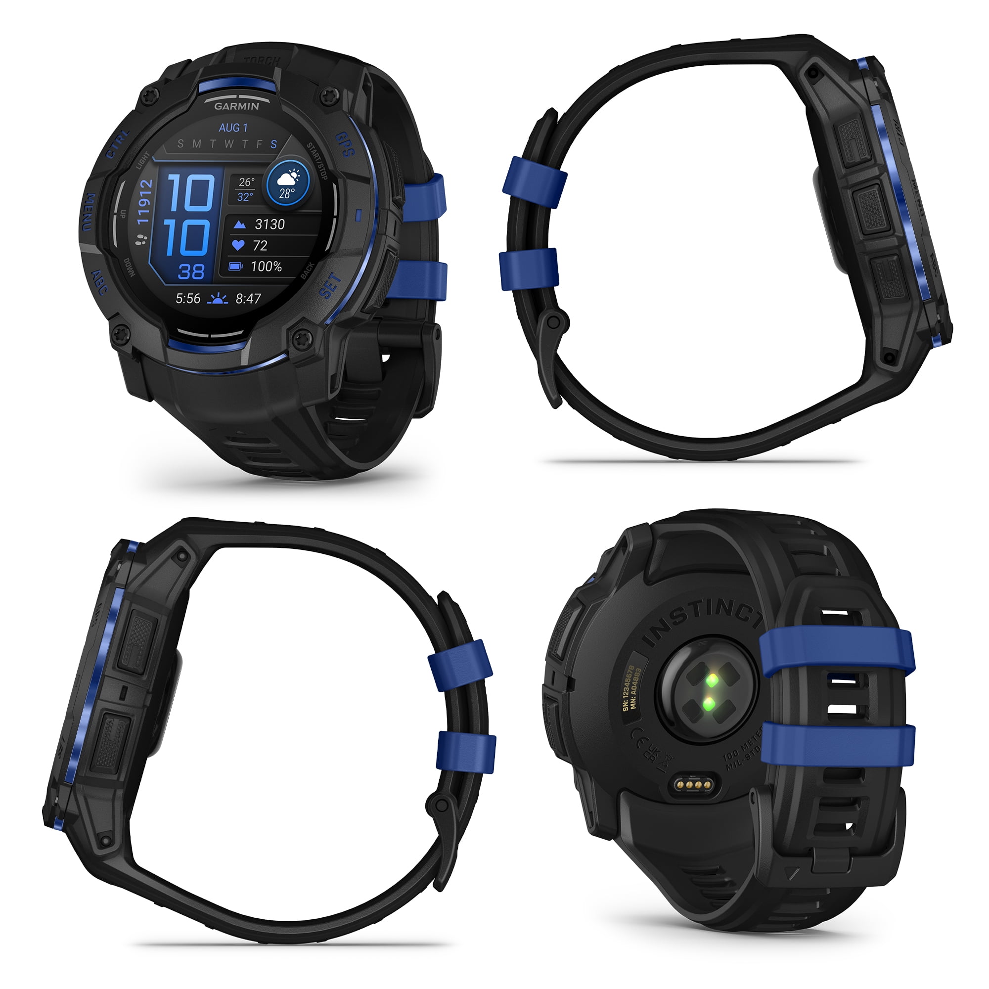 Garmin Instinct 3 Rugged GPS Smartwatch – 50mm AMOLED, Multi-Band GPS, Built-In Flashlight – Supernova Collection Watch Bundle