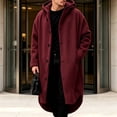 thumbnail image 5 of IROINNID Mens Hooded Long Overcoat Button Front Winter Warm Coat with Side Pockets Solid Color Wool Blend Long Sleeve Casual Outerwear for Daily Commute and Weekend Wear, 5 of 8