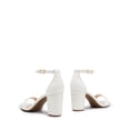 thumbnail image 4 of Zapatos DREAM PAIRS Sandalias de Tacón Bajo y Grueso Blancas, 4 of 7