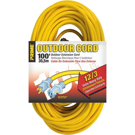 Prime Wire 100 Foot Jobsite Outdoor Extension Cord With Indicator Prime Wire 100 Foot Jobsite Outdoor Extension Cord With Indicator Light Yellow
