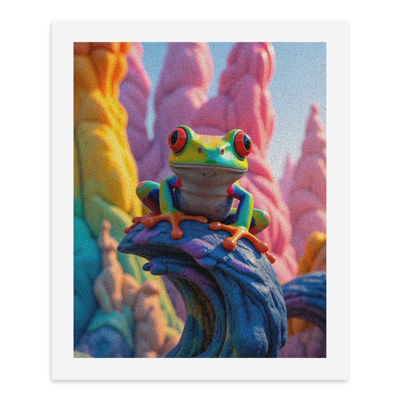 Paint By Numbers Kit for Adults Beginner - DIY Vivid Frog On Colorful Rock Formation Canvas Painting Kits for Adults, Frameless Paint By Number for Adults for Home Wall Decor 16x20 Inch