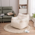 thumbnail image 2 of Soft Teddy Fabric Bean Bag Chair, Tufted Foam Floor Sofa for Adults, Cozy Lounge Seat for Gaming, Reading, Watching TV in Living Room or Bedroom (Ivory White), 2 of 7