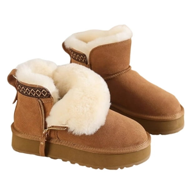 Botines Botas Nieve Forro Piel Sintética para Mujer Invierno Cálido Interiores Y Exteriores