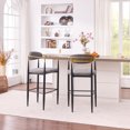 thumbnail image 5 of CQSXDA Modern Upholstered Bar Stool Set of 2 with Gold-Accented Armrests and Metal Frame 23 Inch Seat Height for Kitchen Use, Grey, 5 of 10