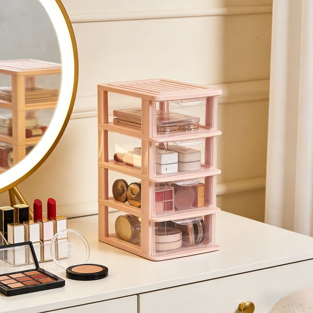 EDHITNR Drawer Desktop Storage Box Transparent Dustproof Multi Layer Organizer for Cosmetics Stationery Office