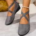 thumbnail image 5 of Willtoo Womens Crisscross Elastic Strap Wedge Flats Comfort Slip‑On Mary Jane Shoes Soft Lightweight Non‑Slip Round Toe Casual Walking Shoes, 5 of 6