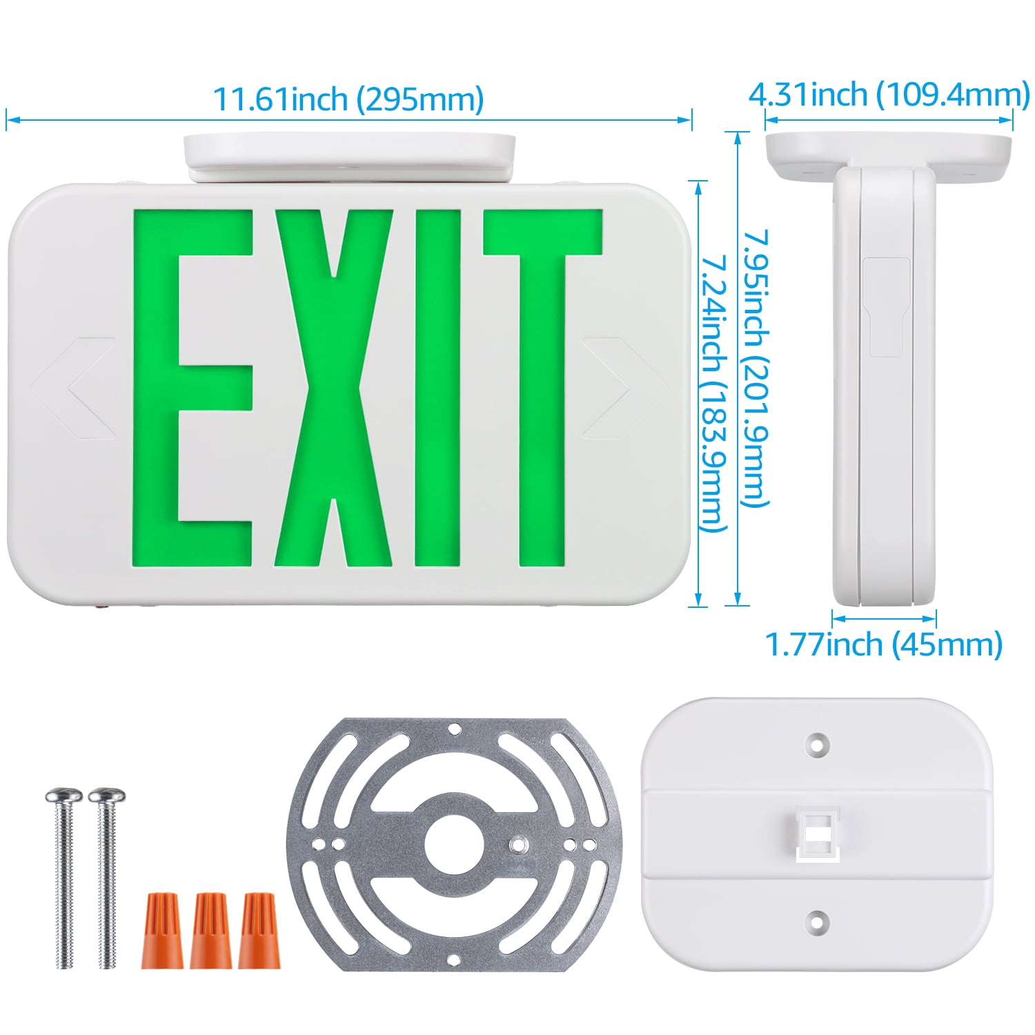 6 Pack Green LED Exit Sign Emergency Light, Double Sided, UL-Listed, AC 120V/227V Exit Light for Business, Residencial & Commercial