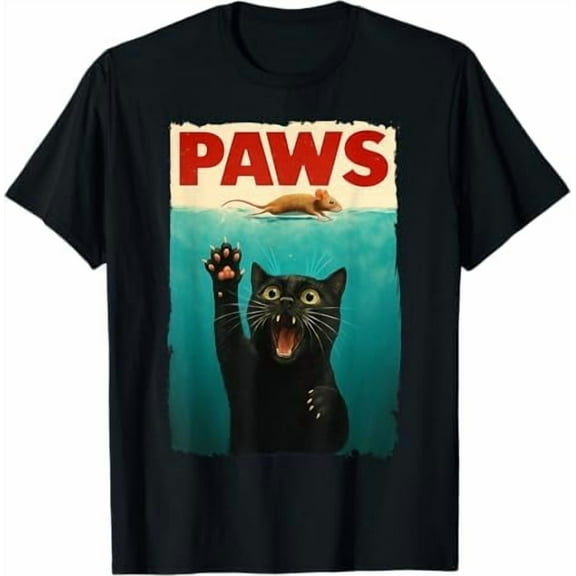 Pawa Cat Mouse Humorous Chasing Mouse Kitten Shirt for Men Women Meow Gifts Cute Funny Cat Lover Parody T-Shirt