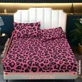 thumbnail image 2 of COEQINE King Sheet Set Breathable Soft Bedding Sheet Set 3 Pieces Deep Pocket Holiday Bedding Set with All Around Elastic for a Snug Fit, Pink Leopard Print, 2 of 5