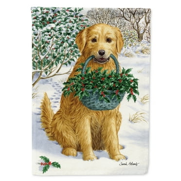Carolines Treasures ASA2013CHF Yellow Labrador and Holly Flag Canvas House Size  Large multicolor