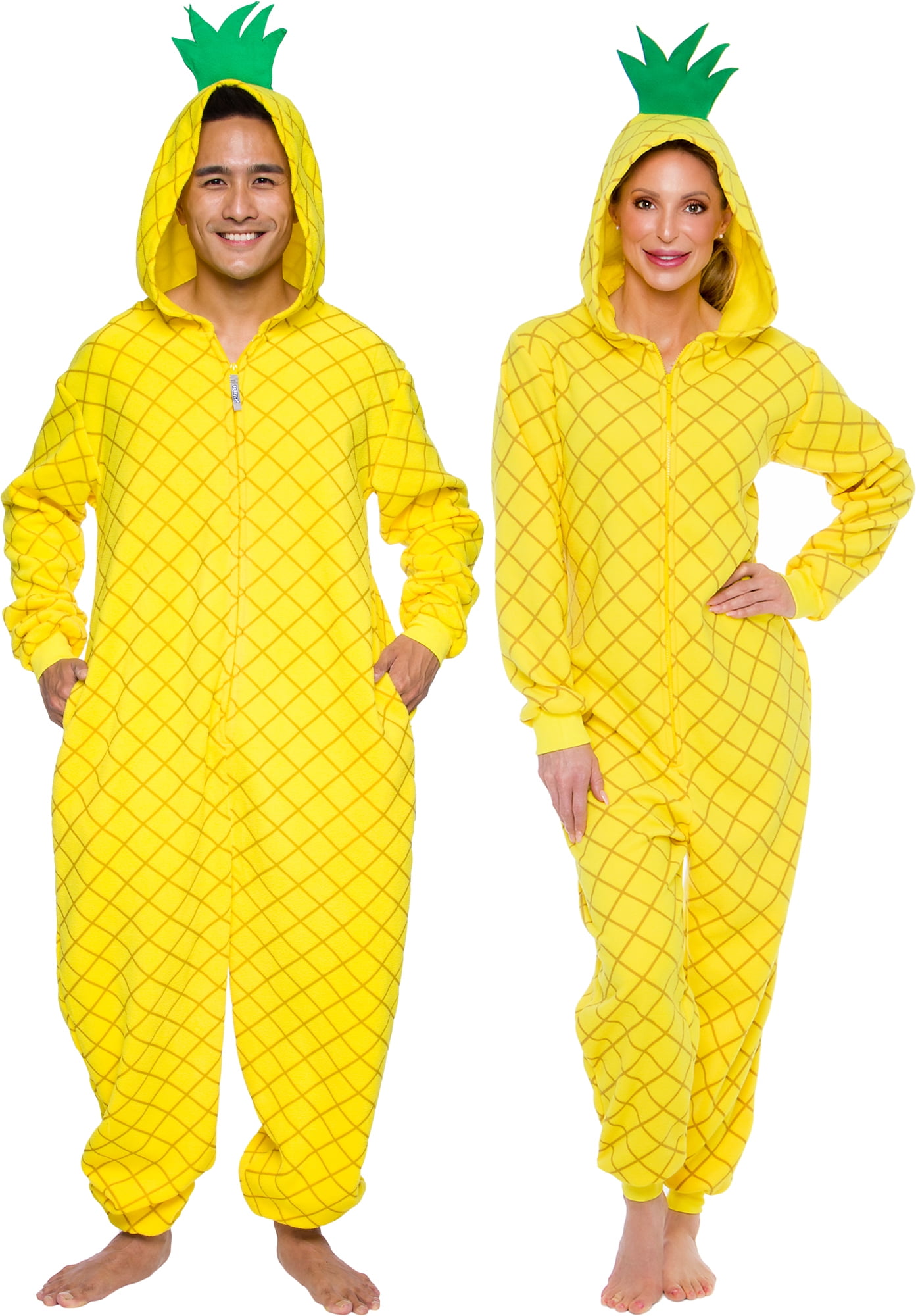 Silver Lilly Pineapple Costume Adult Fruit Pajamas (Yellow, Medium