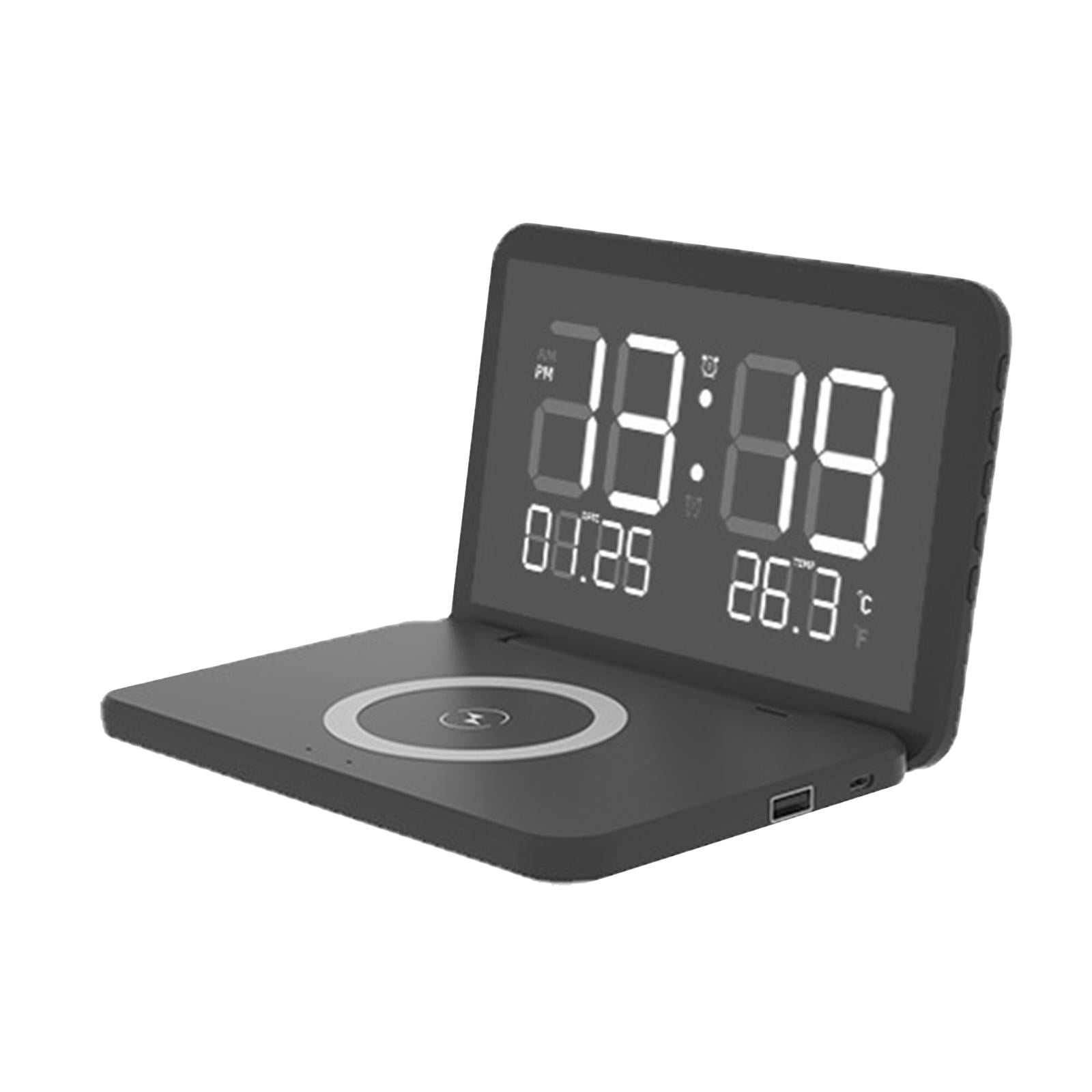 Clock with 15W Fast 15W Wireless Charger for Office Black