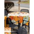 thumbnail image 4 of Outdoor Tablecloth with Umbrella Hole and Zipper, Orange Pumpkins Fall Square Table Cloth 54x54 Inch Waterproof Tablecloth, Thanksgiving Maple Leaves Weeping Rustic Picnic Table Cover for Patio, 4 of 7