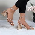 thumbnail image 5 of COM STAR Women’s Rhinestone Strappy Wedge Sandals Open Toe Ankle Strap Dress Heels for Party Evening Wedding Summer Shoes, 5 of 9
