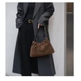 thumbnail image 6 of Cowhide Leather Women Ruched Cloud Bag, Shoulder Underarm Bag, Suede Texture, Large Capacity, 6 of 8