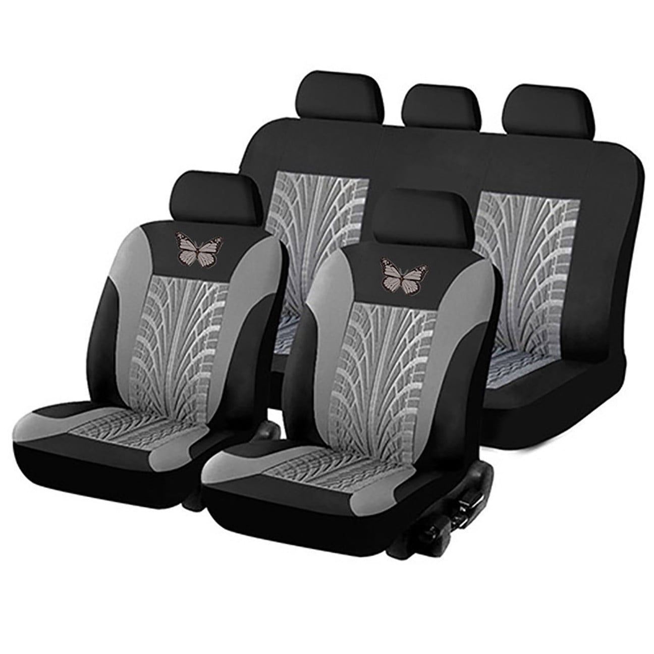 Full Set of Universal Car Seat Covers, Embroidered Car Seat Protector, Interior Accessories for Cars, Waterproof & Stylish Seat Covers for Vehicles