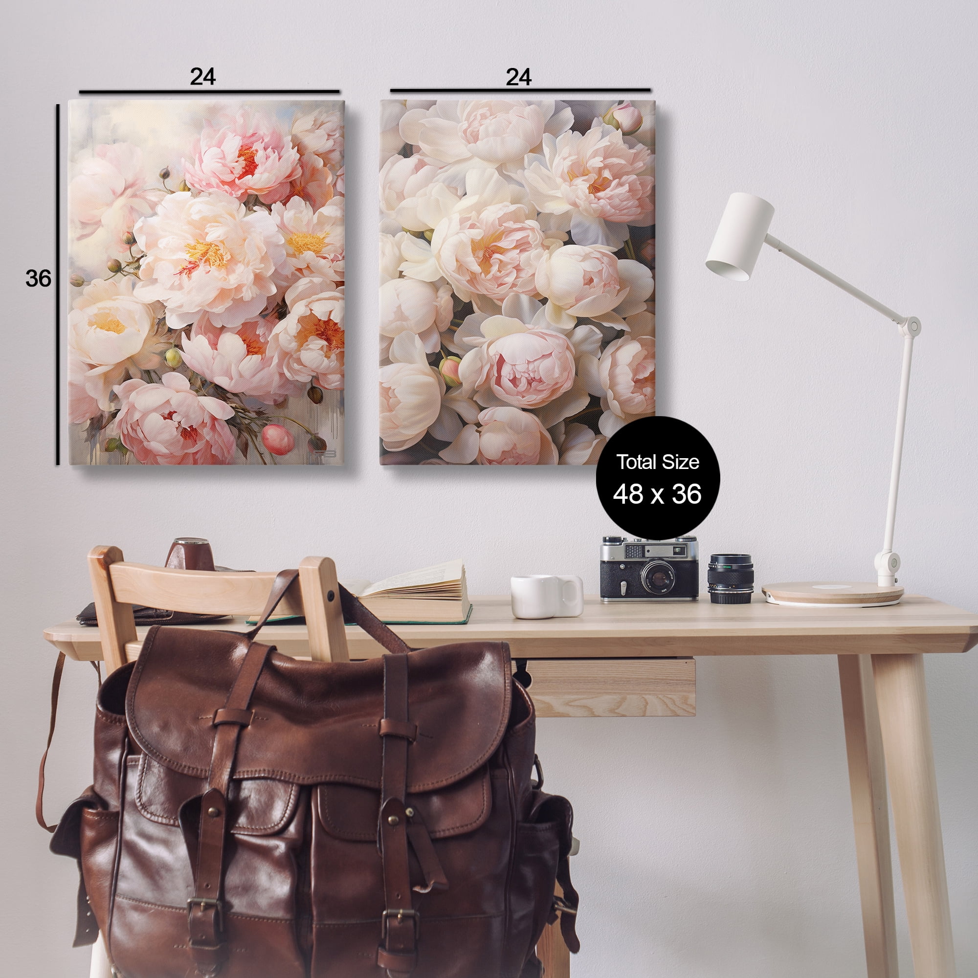 Stupell Industries Soft Pink Cabbage Roses Plants & Flowers Painting Wrapped Canvas Art Print Wall Art, 24 x 36, Set of 2