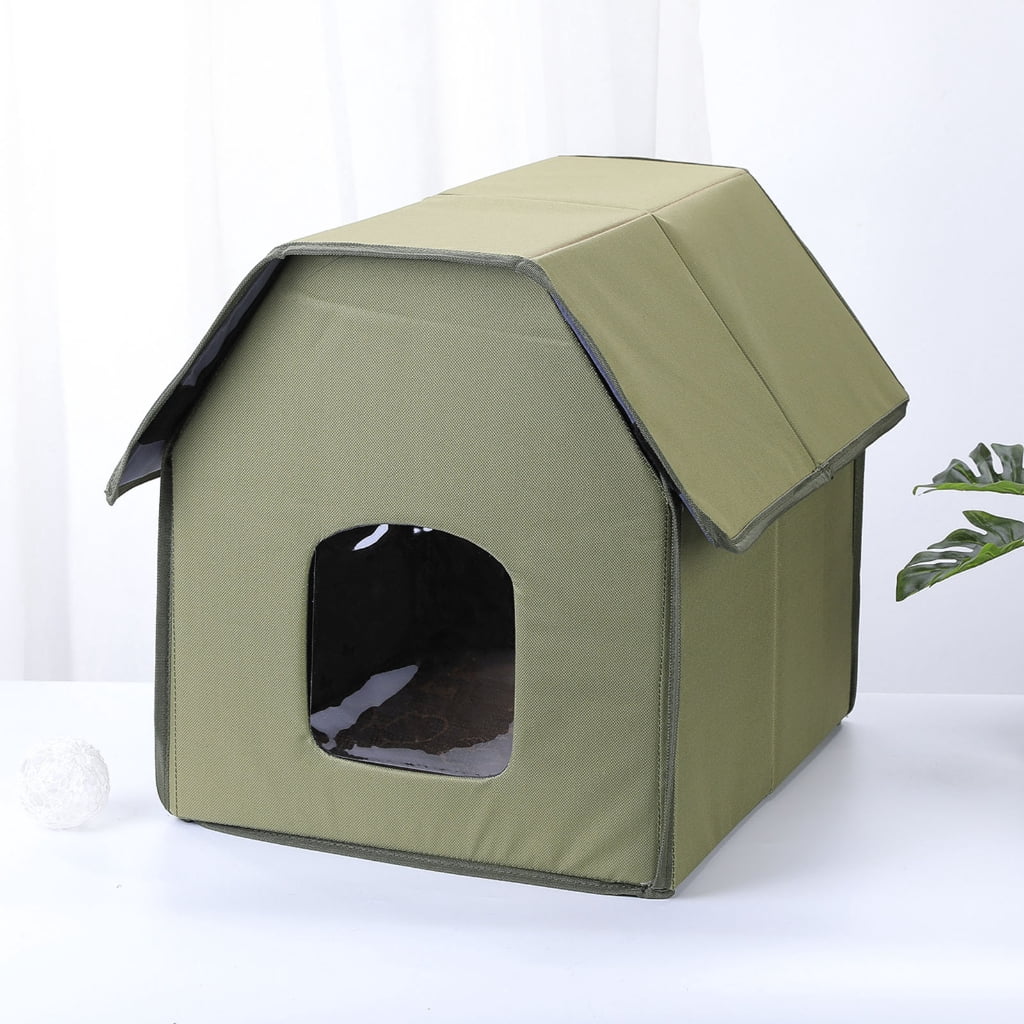 Easy Assembly Outdoor Cats House Insulated for Winter Weatherproof Pet Shelter Comfortable Foldable Shelter