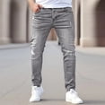 thumbnail image 4 of Yifymode Men's Slim Fit Skinny Jeans Distressed Moto Biker Denim Pants Hip Hop Stretch Straight Leg Flex Waist,Gray 2XL, 4 of 6