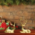 thumbnail image 4 of Gold Reindeer Figurines 2 Pcs - Small Golden Deer Statues for Home Decor, Handmade Metal Sculpture for Christmas Table, Living Room TV Cabinet Farmhouse Decor, 4 of 9