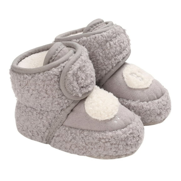 REDARER Baby Warm Booties Plush Lined Soft Sole, Non- Indoor Outdoor Boots for Toddlers, Cozy Winter First Walkers for Boys Girls,Color:Grey,Size:5