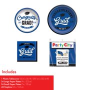 Party City Blue School Spirit Graduation Tableware Kit for 24