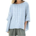 thumbnail image 2 of Mifsaly linen shirts for women 3/4 sleeve crewneck oversized tshirts dressy casual summer tops beach vacation lightweight blouse loose comfy spring outfits S, 2 of 5